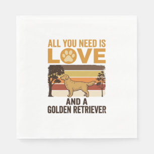 Golden Retriever Alles was du brauchst ist Liebe V Serviette