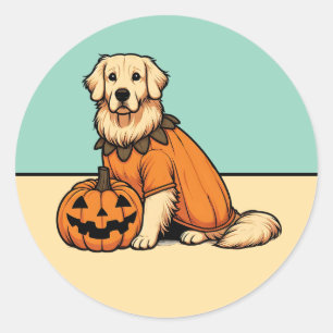 Golden Retriever als Pumpkin Fall Stickers verklei