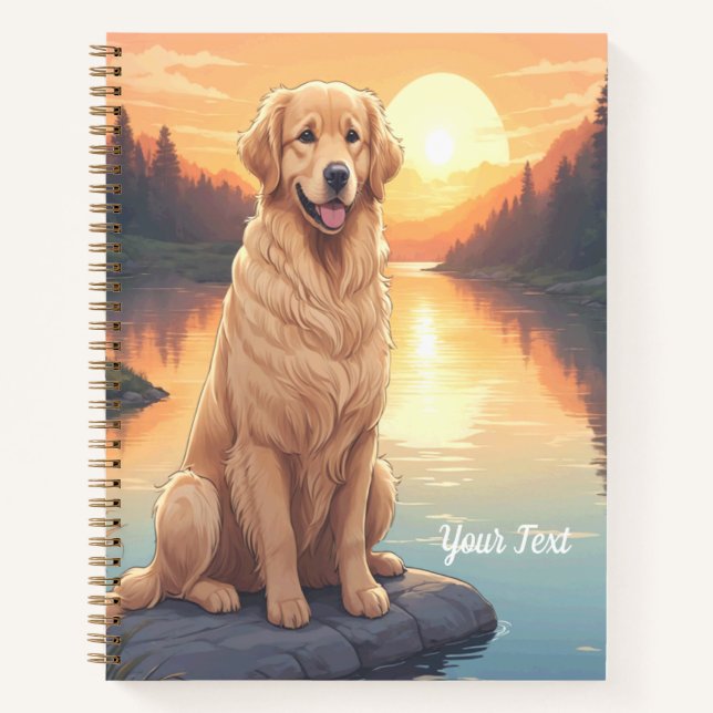 Golden Retriever am See Notizbuch (Vorderseite)