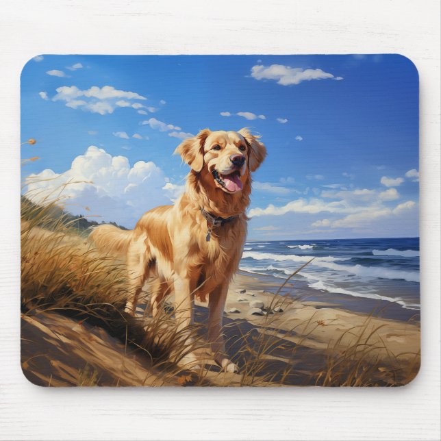 Golden Retriever am Strand Mousepad (Vorne)