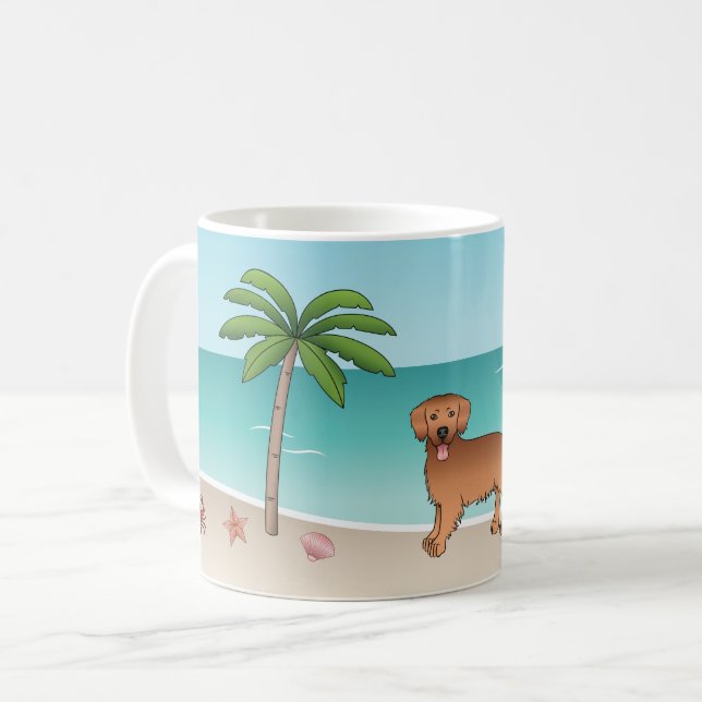 Golden Retriever am tropischen Sommerstrand Kaffeetasse (Vorderseite Links)