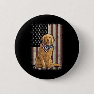 Golden Retriever American Flag Bandana 4. Juli Button