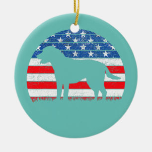 Golden Retriever American Flag Cream Retriever Keramik Ornament