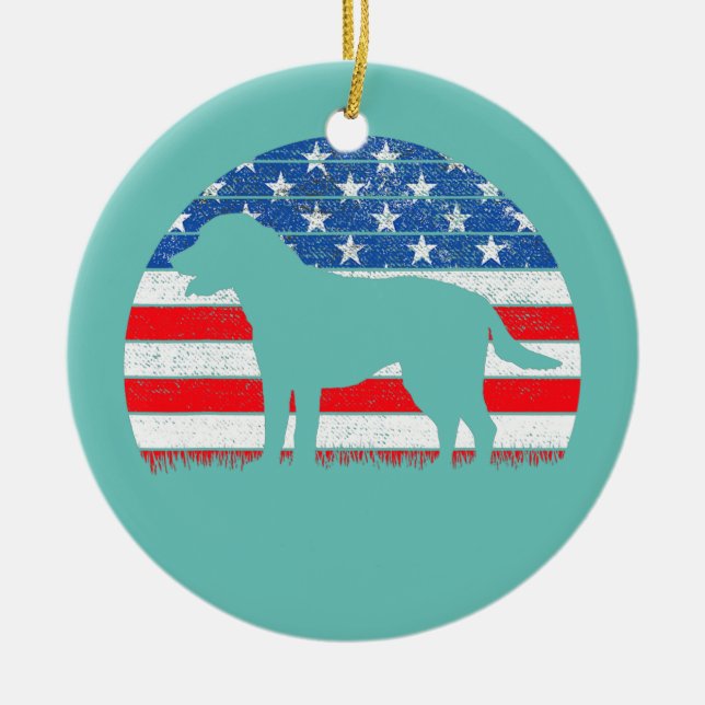 Golden Retriever American Flag Cream Retriever Keramik Ornament (Vorne)