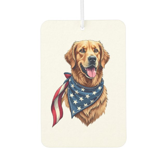 Golden Retriever Americana Vintage Engraved Shirt  Autolufterfrischer (Vorderseite)