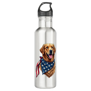 Golden Retriever Americana Vintage graviertes T-Sh Edelstahlflasche