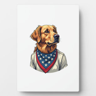 Golden Retriever Americana Vintage graviertes T-Sh Fotoplatte