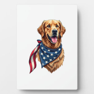 Golden Retriever Americana Vintage graviertes T-Sh Fotoplatte