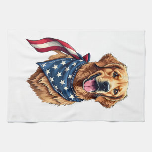 Golden Retriever Americana Vintage graviertes T-Sh Geschirrtuch