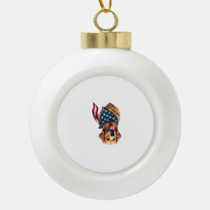 Golden Retriever Americana Vintage graviertes T-Sh Keramik Kugel-Ornament