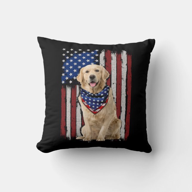 Golden Retriever Amerikanische Flagge Bandana 4. J Kissen (Vorderseite)