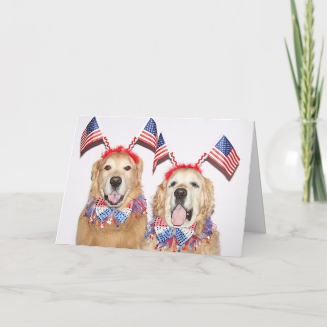 Golden Retriever Amerikanische Unabhängigkeitstag  Karte (Vorderseite)
