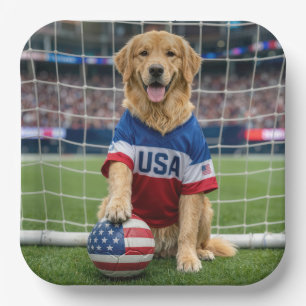 Golden Retriever Amerikanischer Fußballspieler Pappteller