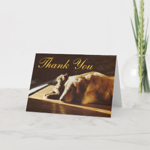 Golden Retriever and Cat Thank You Card Dankeskarte