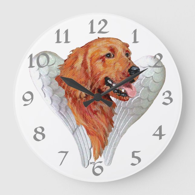 Golden Retriever Angel Große Wanduhr (Vorderseite)