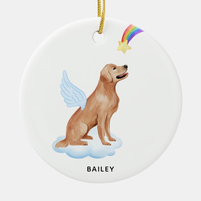 Golden Retriever Angel Personalisiert Dog Memorial Keramik Ornament (Vorne)