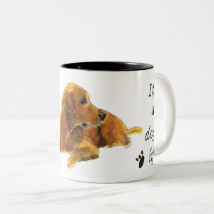 Golden Retriever Aquarell Hunde Leben Sprichwort Zweifarbige Tasse