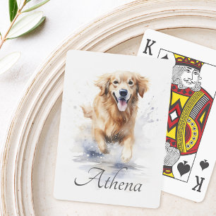Golden Retriever Aquarell individuelle Name Spielkarten