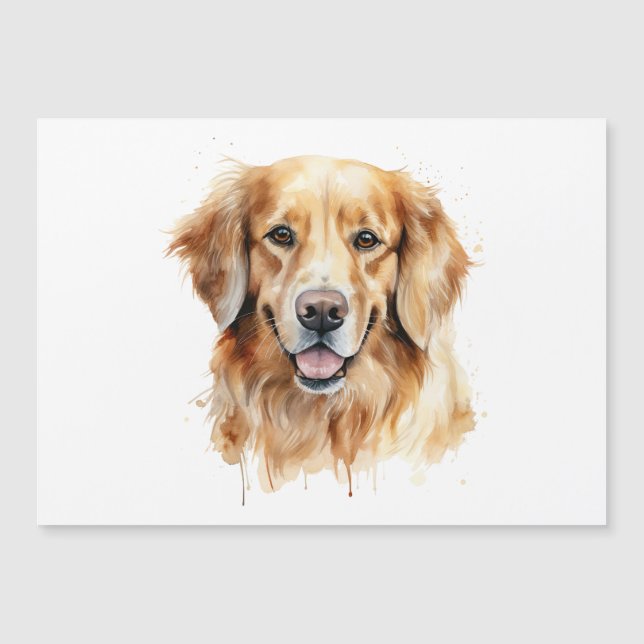 Golden Retriever Aquarelldruck Dog Kunstgeschenk Magneteinladung (Vorderseite)