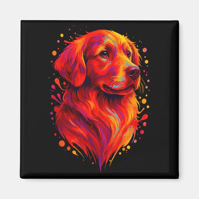 Golden Retriever Art Rtrait For Dog Owners  Magnet (Vorne)