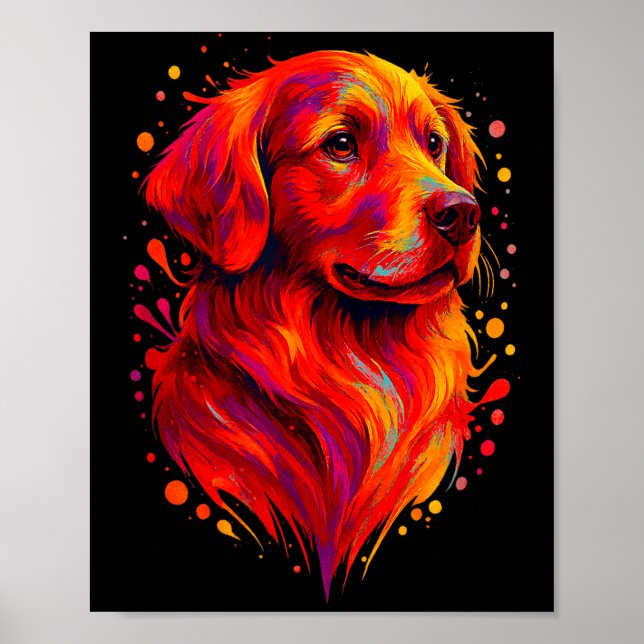 Golden Retriever Art Rtrait For Dog Owners  Poster (Vorne)