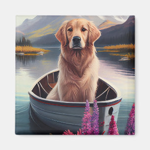 Golden Retriever auf dem Paddle: Ein Landschaftlic Magnet