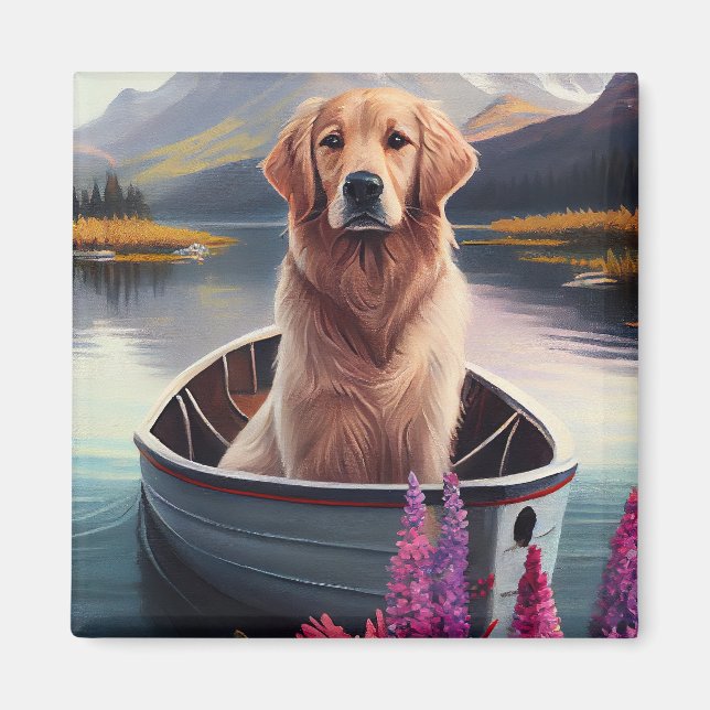 Golden Retriever auf dem Paddle: Ein Landschaftlic Magnet (Vorne)