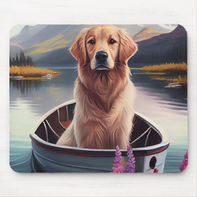 Golden Retriever auf dem Paddle: Ein Landschaftlic Mousepad (Vorne)