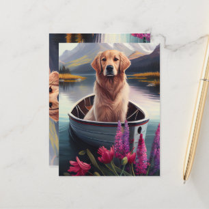 Golden Retriever auf dem Paddle: Ein Landschaftlic Postkarte