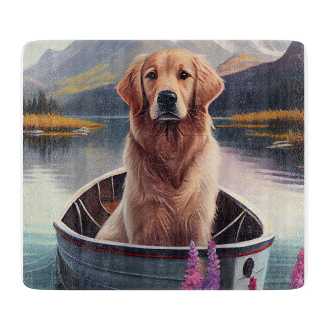 Golden Retriever auf dem Paddle: Ein Landschaftlic Schneidebrett (Vorderseite)