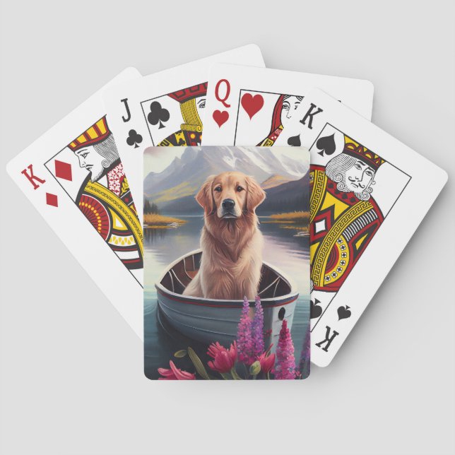 Golden Retriever auf dem Paddle: Ein Landschaftlic Spielkarten (Rückseite)