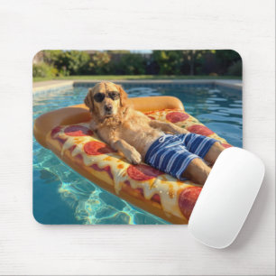 Golden Retriever auf einem Pizza-Scheiben-Schwimmr Mousepad