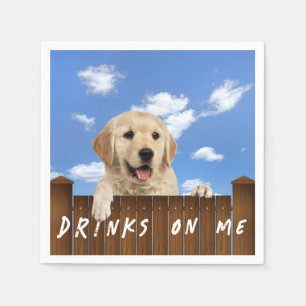 Golden Retriever auf einem Zaun Serviette