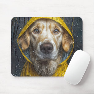 Golden Retriever Ausblick aus dem nassen Fenster Mousepad