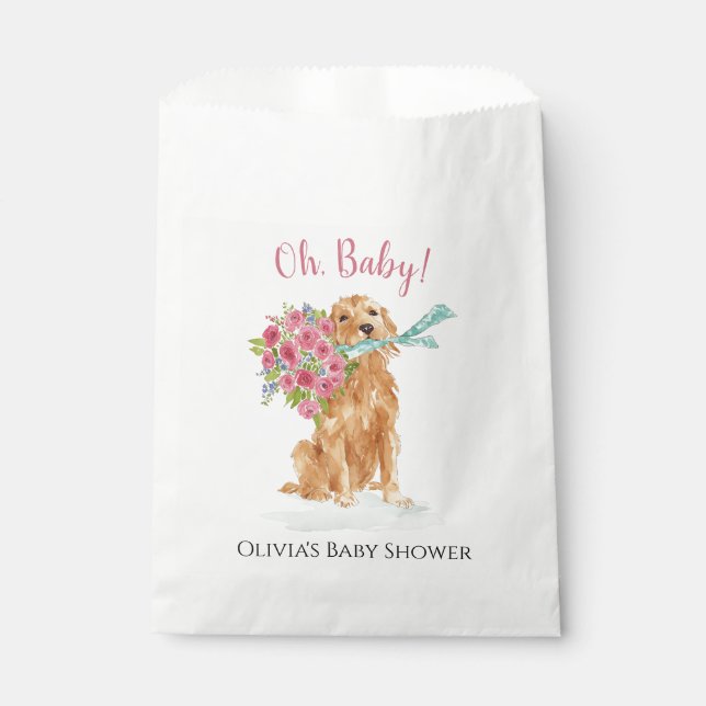 Golden Retriever Baby Dusche Leckerei Bag Geschenktütchen (Vorderseite)