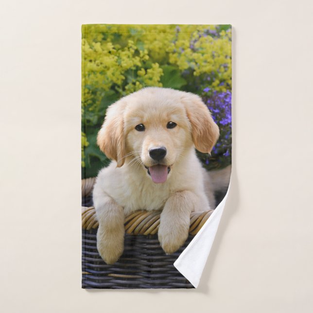 Golden Retriever Baby Hund Welpe Funny Pet Foto .. Badhandtuch Set (Handtuch)