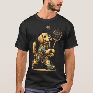 Golden Retriever Badminton Spieler Federball T-Shirt