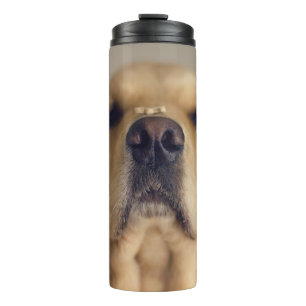 Golden Retriever Balancing Leckerei on Nose Thermosbecher