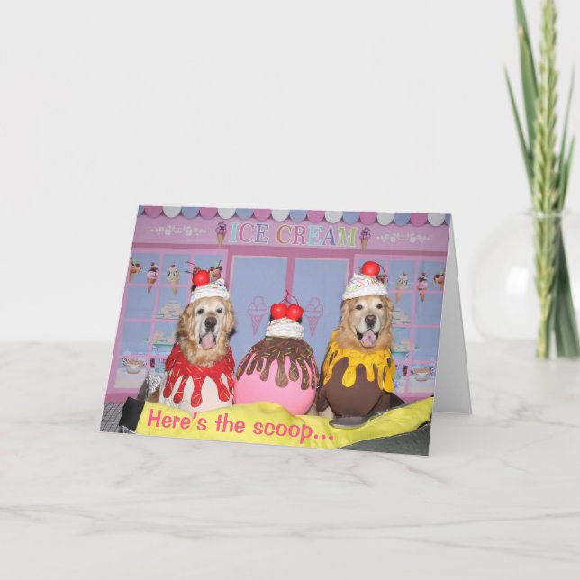 Golden Retriever Banana Split Geburtstag Karte (Vorderseite)
