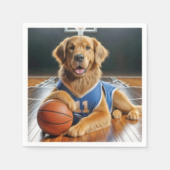 Golden Retriever Basketball Player Serviette (Vorderseite)