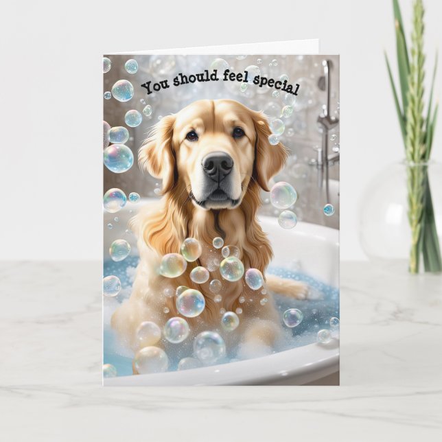 Golden Retriever Bath Birthday Spaß Karte (Vorderseite)