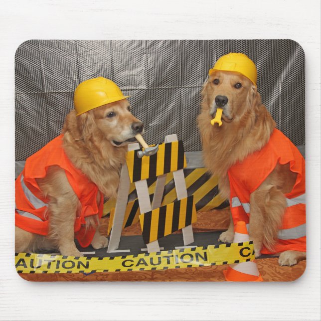 Golden retriever-Bauarbeiter Mousepad (Vorne)