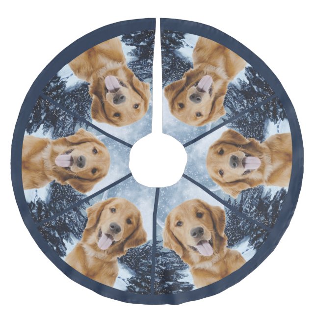 Golden retriever-Baum-Rock Polyester Weihnachtsbaumdecke (Vorderseite)
