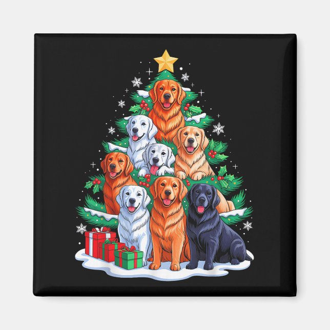 Golden Retriever Baum Weihnachtsfeier Weihnachtsfe Magnet (Vorne)