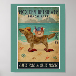 Golden Retriever Beach Beauty Poster