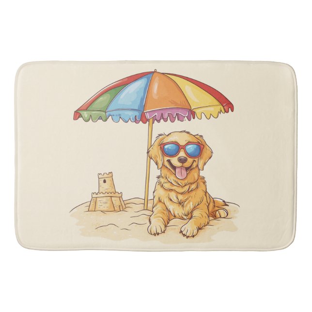 Golden Retriever Beach Dog Badematte (Vorderseite)