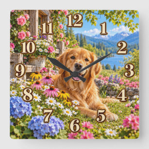 Golden Retriever Berggarten Uhr