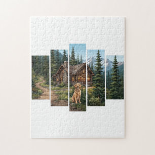 Golden Retriever Berghütten-Puzzle Puzzle