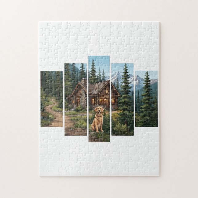Golden Retriever Berghütten-Puzzle Puzzle (Vertikal)