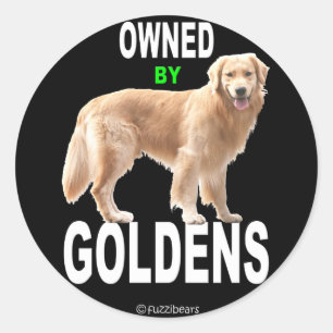 Golden retriever "besaß durch Goldens" schwarzer Runder Aufkleber